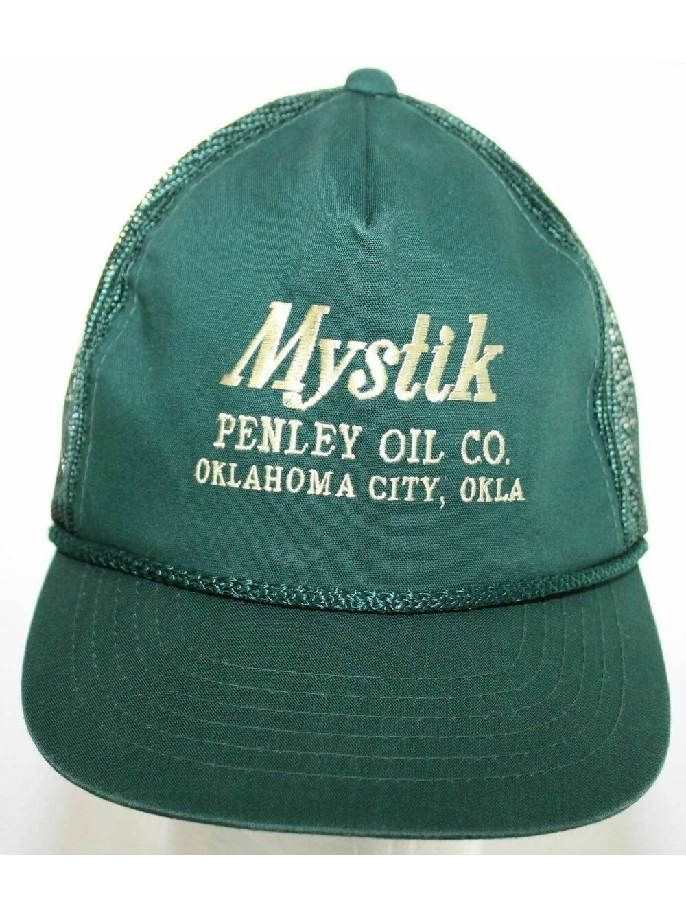 Mystik Penley Oil Co Oklahoma City Oklahoma Vtg Trucker Hat Green Snapback Cap